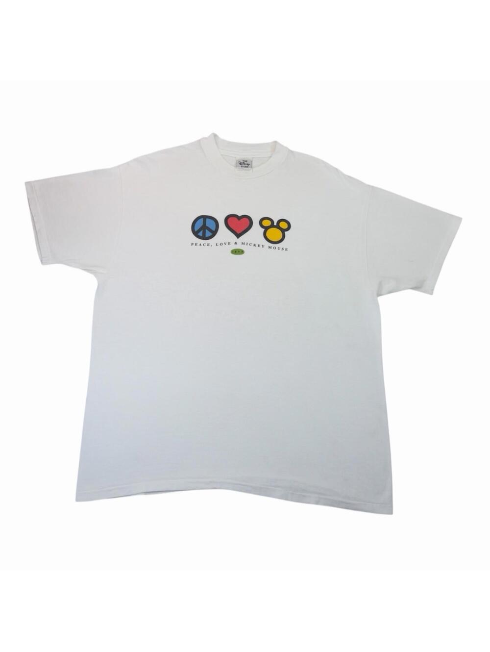 VTG 1990’s Walt Disney Peace Love & Mickey Mouse Single Stitch T-shirt Size Lg